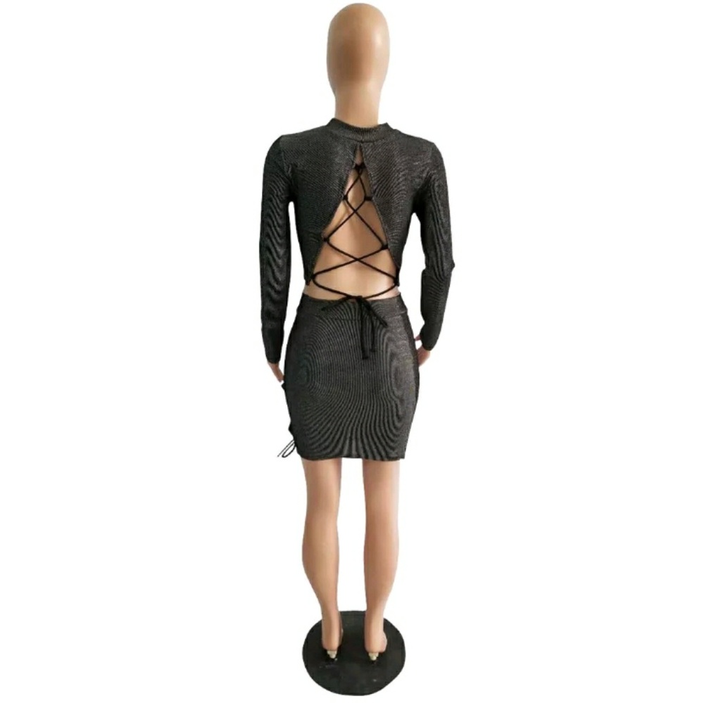 Two piece lace up bodycon - Picture 4 of 8